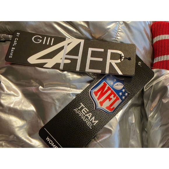 G-III 4Her by Carl Banks Jackets & Blazers - G 4Her NFL Atlanta Falcons Metallic Silver Red Puffer Jacket Womens Small NWT
